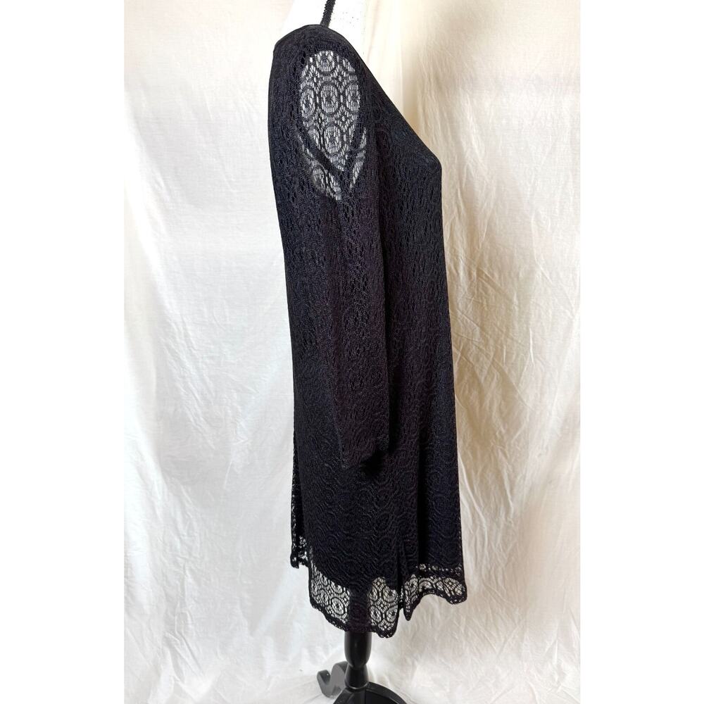 Harlow Vintage Women's Black Lace Cocktail Dress Sz 12 Long Sleeve Sheath Lined - Picture 7 of 7